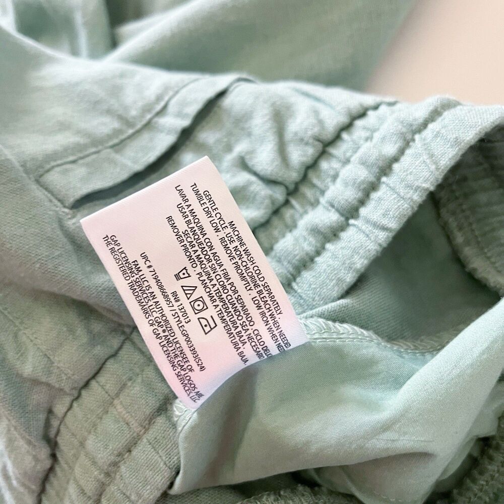 Women's Gap Linen Rayon Wide Leg Green Pants Elastic Waist Drawstring M Medium - Picture 16 of 16